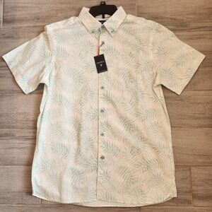 Cremieux camp shirt L mint green 100%cotton pastel tropical short sleeve new$75